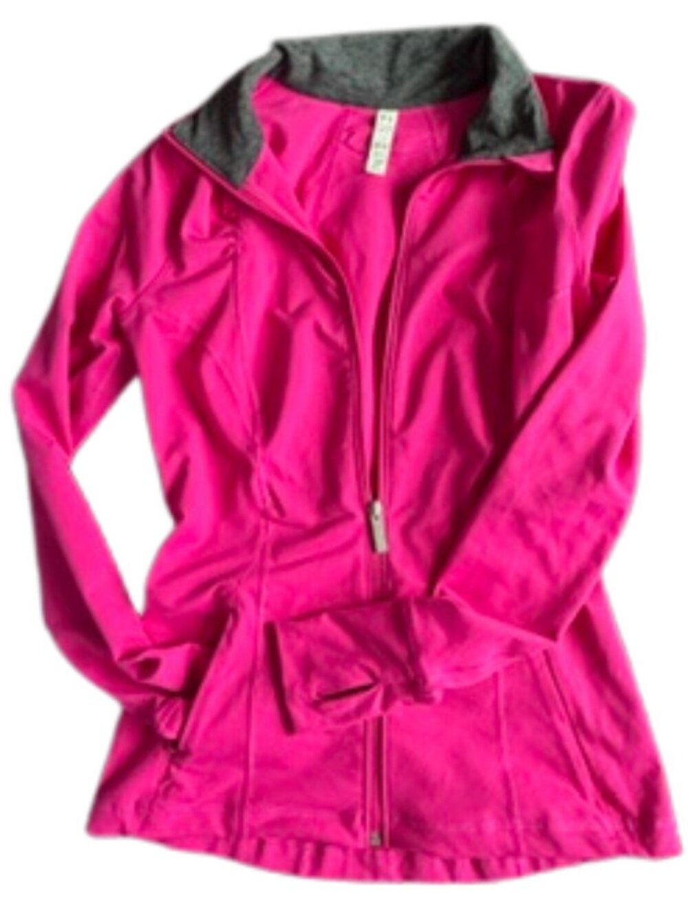 Under Armour Pink Full Zip Athleisure Jacket Thumb Holes Ruching Yoga Workout Sm - Picture 6 of 8